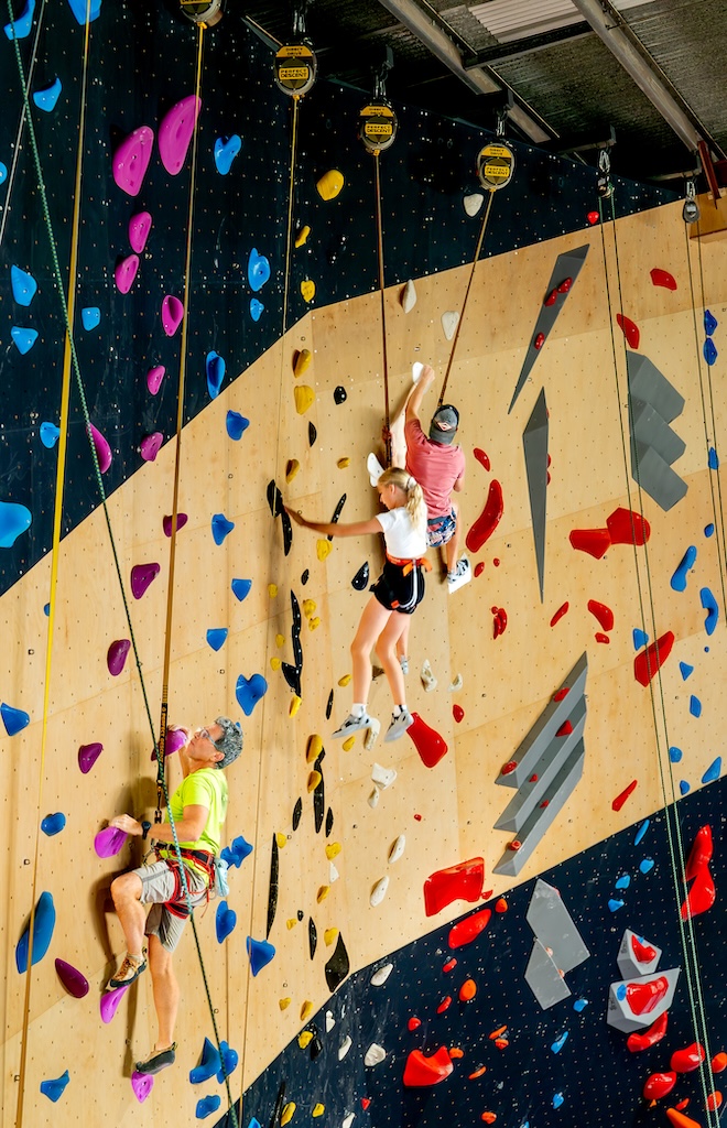 Rope climbing wall at Rocky Climb